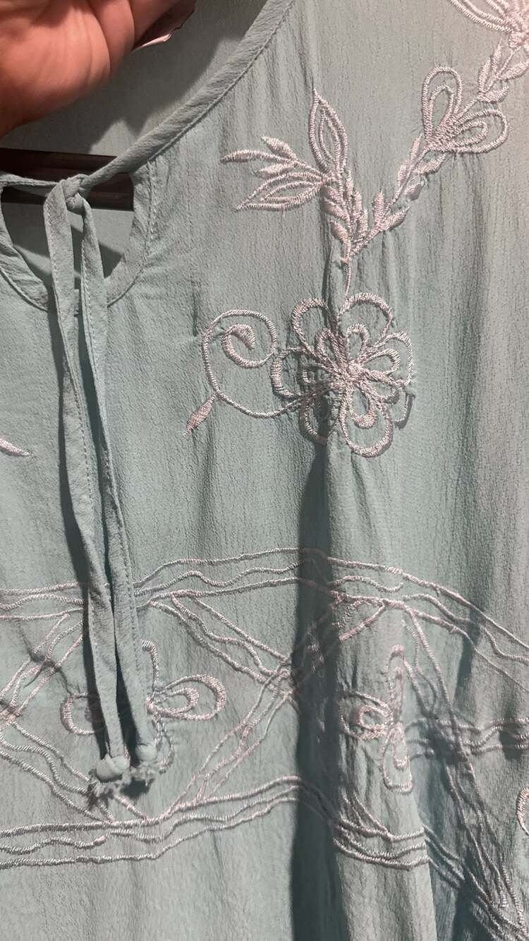 BFA Classics Vintage Aqua TurquoiseBabyBlue Sz.L Petite blouse - Picture 7 of 8